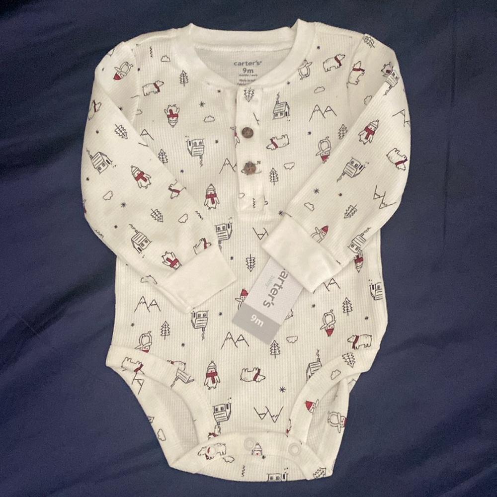 NWT Carter’s winter long sleeve waffle onesie.